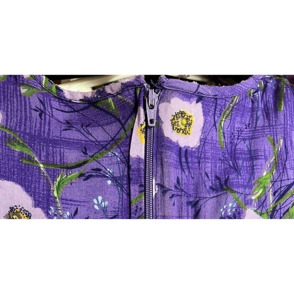 Vintage J.B.S. Ltd.‎ Purple Floral Maxi Dress Sz 10 with beaded necklace - Picture 7 of 7